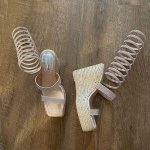 Brand New Champagne Espadrille Wedge Heels